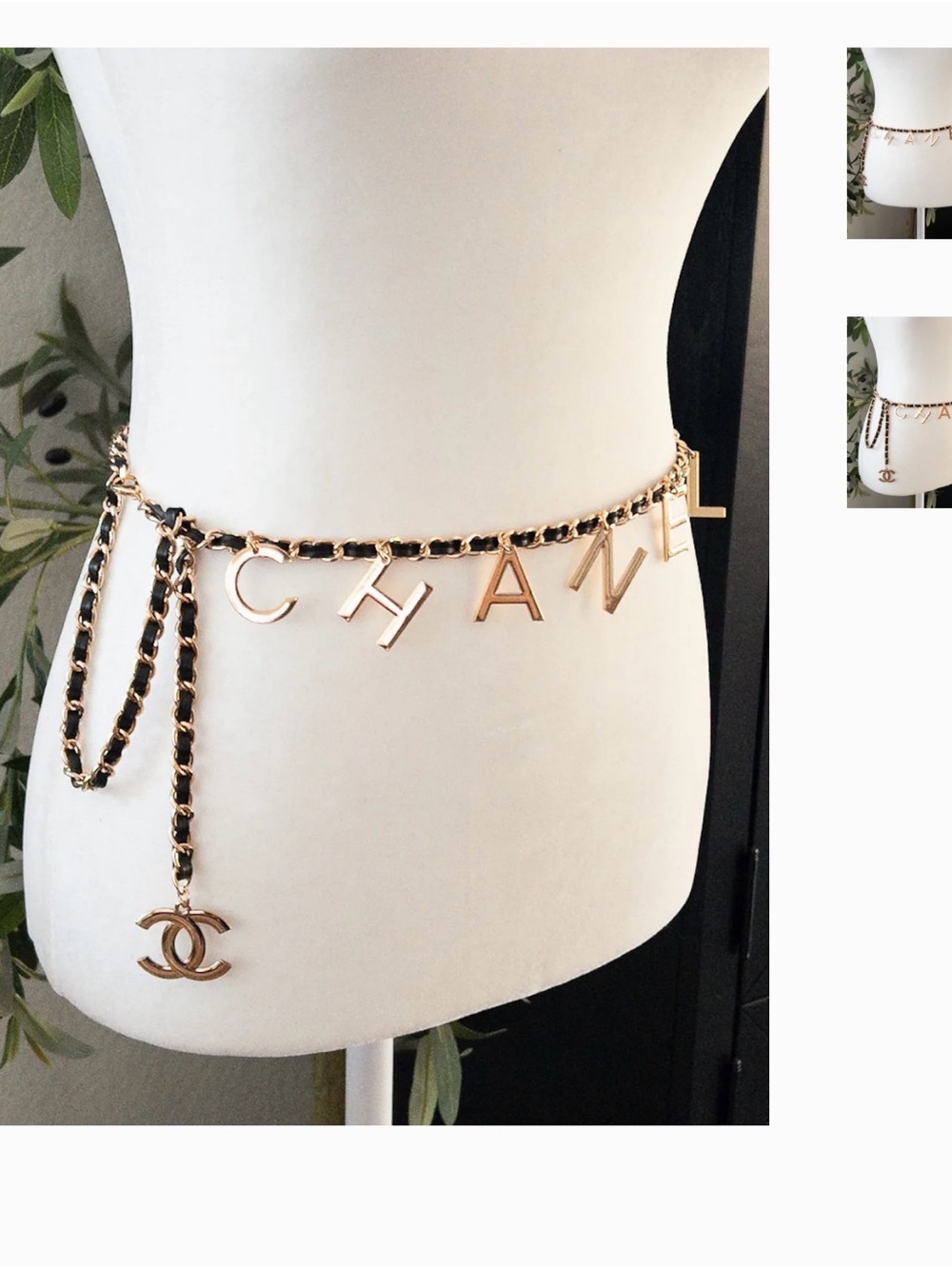 CHANEL Gold and Black Chain Logo Belt for WAIST STAINLESS STEEL WILL NEVER TARNI